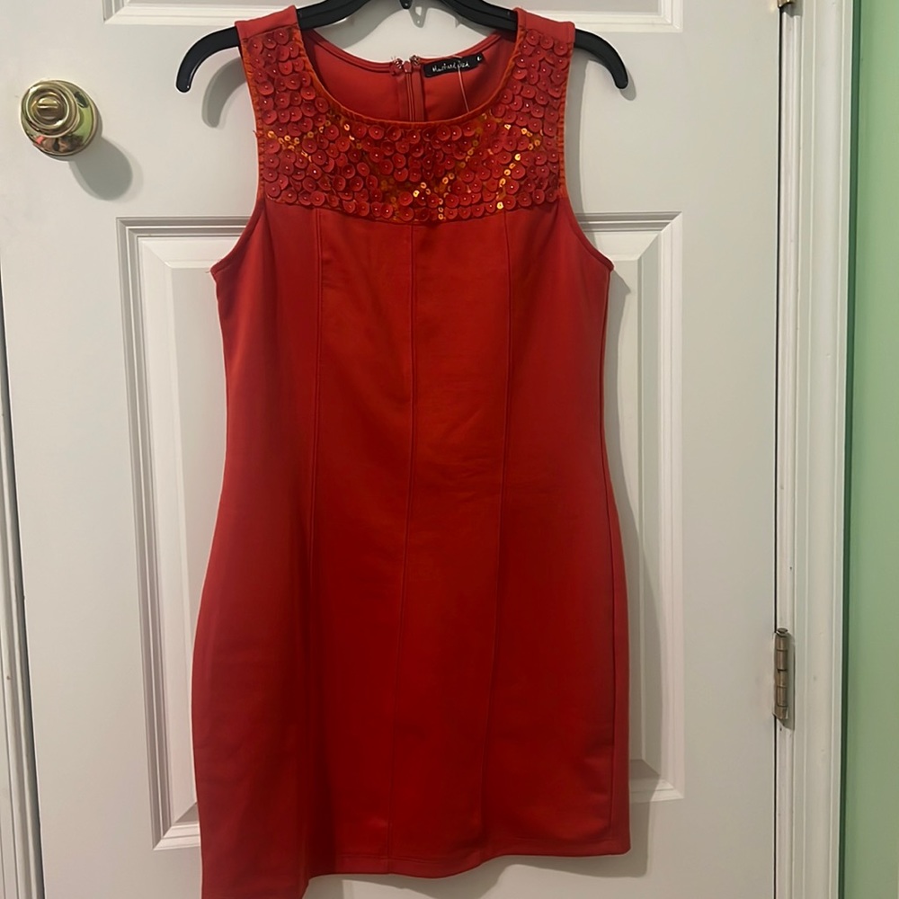 Mustard seed orange large dress with sequins